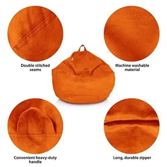 DELMACH BEAN BAG Stuff Animal Orange Storage/Cover Soft Microsuede Extra Large - Picture 4 of 9